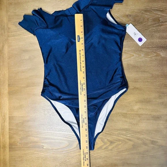 Swimsuit XL‎ One Shoulder Ruffle One Piece Swimsuit Navy Blue XL BNWT - Picture 8 of 8